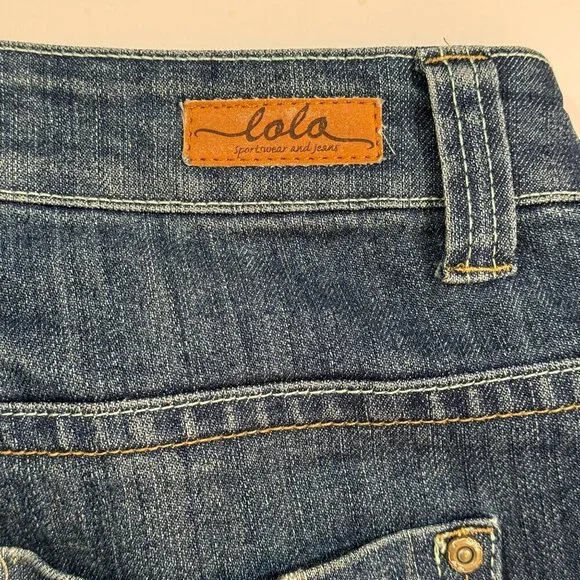 Lolo Skinny Jeans Womens Sz 14 Blue Distressed Studded Hi-Rise Medium Wash - Picture 8 of 16